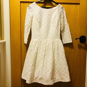 Lilly Pulitzer white lace dress full tulle skirt square back 4 quarter sleeves